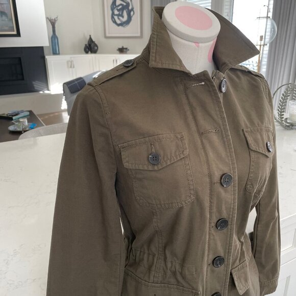 Talbots Petite Casual Military Inspired 100% Cotton Jacket Olive Green Sz P - Picture 2 of 12